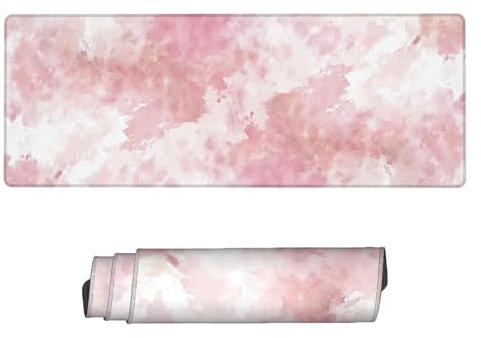 Rosa Mauspad XXL 800 x 400 x 3 mm, Gaming Mousepad Zubehör, Groß Mauspad Traum, Verlängertes Mousepad Gaming Schreibtischunterlage, Wasserdicht Mousepad mit Vernähte Kanten, für Büro, PC, Laptop R-6