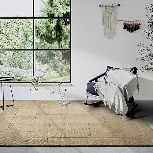 Villeroy & Boch Wollteppich Charlotte - Natur Wohnzimmerteppich - Handgewebt & Natürlich - Boho Teppich Wolle für Wohnzimmer, Schlafzimmer, Esszimmer, Flur, Küche – Beige, 80x150 cm