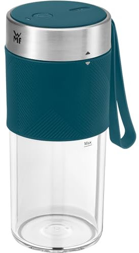 WMF Küchenminis Mix on the Go 300 ml, Mini Mixer to Go, USB Mixer Smoothie Maker, aufladbarer Personal Blender, tragbarer Mixer für Smoothies, Shakes, petrol