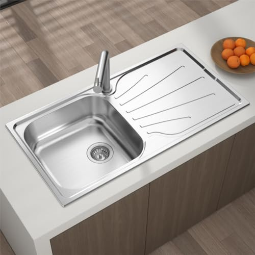 Liquida EUL10SS 1.0 Bowl Reversible Stainless Steel Kitchen Sink with Waste