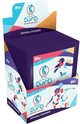 Official Women’s Euros 2025 Sticker Kollektion – Vollständige Box mit 50 Stickertüten (300 Sticker) – Offizielles Topps-Produkt zur Frauen-EM 2025 + Heartforcards® Versandschutz