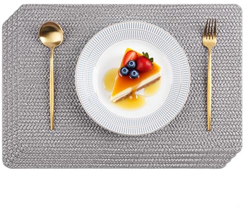 POLYTE Tischsets für drinnen und draußen, waschbar, gewebtes Vinyl, 4er-Set
