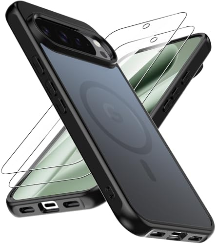 Natbok Magnetisch Hülle für Google Pixel 10 Pro XL 5G Hülle, 2 Stück für Panzerglas mit MagSafe Handyhülle Dünn Stoßfest Matt PC Rückseite Schutzhülle Case für Pixel 10 Pro XL