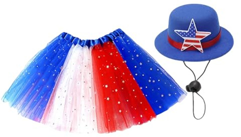 Garten Gans Outfits,Garten Gans Hüte | Verstellbarer Hut Mit Sternen-Ballettrock 58cm Für Nationalfeiertag Wohnaccessoires