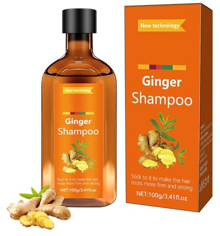 Ginger Shampoo, Hair Shampoo for Hair Growth & Scalp Care, Strengthens Hairs Follicles, Reduces Hairs Loss, Balances Oil, Nourishes Roots, Revitalizes Dry & Damaged, Salon Technology at Home 3.53 oz