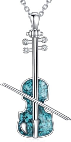 JERWLI Ballerina/Gitarre Pick/Harfe/Mikrofon/Violine Halskette 925 Sterling Silber Anhänger Halskette Schmuck Geschenke für Frauen Damen Tanzliebhaber
