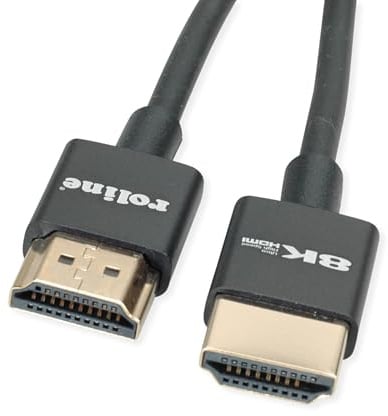 ROLINE 8K HDMI Ultra HD Kabel mit Ethernet, Slim, ST/ST, schwarz, 1,5 m