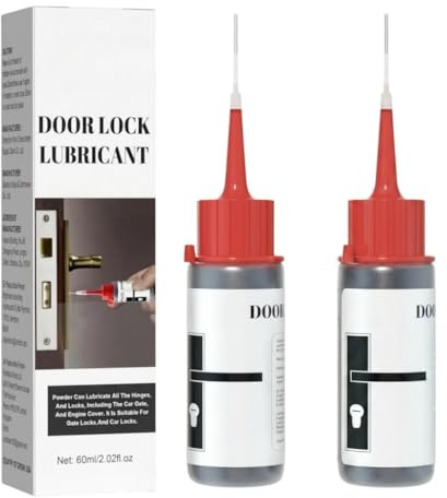 Lubricant Graphite Powder for Locks 2PCS Heavy Duty Dry Lube for Door Cylinders, Padlocks & Car Locks, Long Lasting Anti-Seize Lock Lubricant & Rust Preventative, Precision Nozzle Application