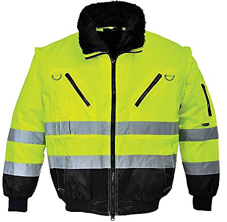 Portwest Hi-Vis Warnschutz 3-in-1 Pilotjacke, Größe: L, Farbe: Gelb/Schwarz, PJ50YBRL