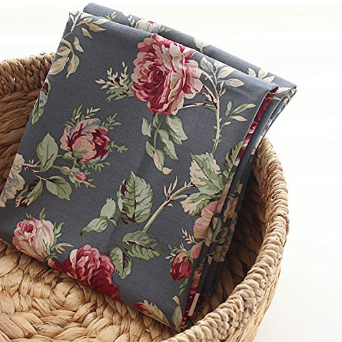 Motif fleur de tissu de coton 110cm confortable grand jardin rose Gris foncé