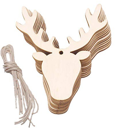 chiwanji 10 Holzscheiben Holz Tier Formen Deko Verzierung DIY Verzierungen, Hirsch