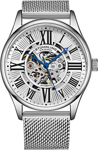 Stuhrling Original Herren-Automatikuhr mit Selbstaufzug und Edelstahl-Mesh-Armband
