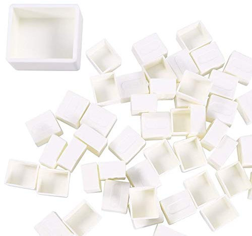50 Pcs White Painting Half Pans Empty Watercolour Plastic Painting Half Pan for DIY Watercolor
