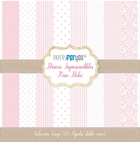 Papers For You Blocco Di Carta 10 Flogli Scrap Double Face 180gr 12x12 (Básicos Rosa Bebe)