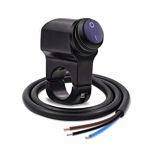 YnGia Interruttore manubrio moto impermeabile, universale 22mm manubrio moto faro fendinebbia interruttore pulsante interruttore 12V 7/8 pollici (Blu)
