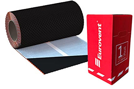 300mm x 5,0m ALU Wandanschlussband/Kaminanschlussband 3D Struktur EUROVENT (RAL9005 (Schwarz))