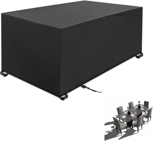 Garden Furniture Covers 200x100x100cm black 420D Heavy Duty Oxford Windproof,Snow-proof,Anti-UV Upgraded Tear-Resistant with 4 Windproof Buckles Rectangular Waterproof Patio Table Cover