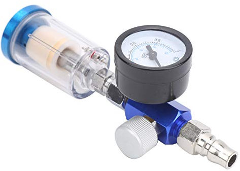 Druckregler für Lackierpistole, Manometer druckluft 1/4 Pneumatischer Luftregler Druckreglerfilter Luftdruckregler für Pistolen mit Manometer Inline-Ölwasserabscheider Filterabscheider