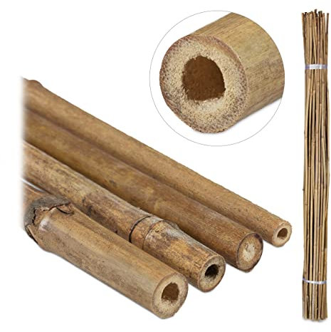 Relaxdays Tuteur pour Plante en Bambou, Lot de 40, 150 x 1,7 cm cm, Croissance des Plantes, Déco, Tiges Bambou, Naturel