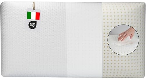 Supply24 since 2004 Orthopädisches 80x40 cm Viscoschaum Kopfkissen – Made in Italy | Atmungsaktiv mit Klimabohrungen | Feiner Baumwollbezug & bequemer Polyester-Außenbezug (Weiß, Höhe: 9 cm)