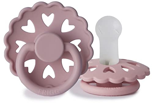 FRIGG Fairytale Schnuller 2 Packung | Silikon Schnuller | BPA-Frei | Hergestellt in Dänemark | Symmetrischer Sauger in Kirschform| (Twilight Mauve/Primrose, Größe 2 (6-18 Monate))