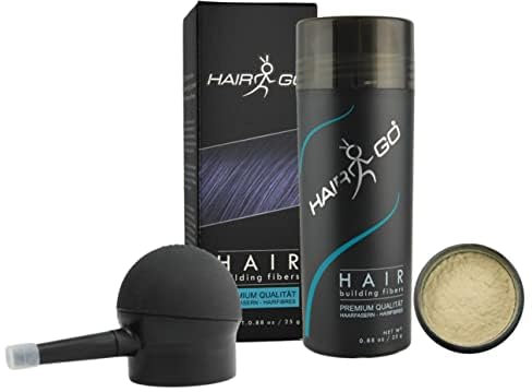 HAIR GO Premium Schütthaar + APPLIKATOR SPARSET zur Haarverdichtung Schütthaar Streuhaar Haarverdichter Haarausfall (hellblond)