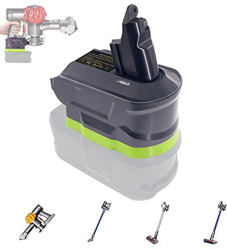 V6 Battery Adapter for Ryobi 18V Lithium Battery Converted for Dy son V6 SV04 SV03 DC59 DC58 DC62 SV09 SV05 Absolute Motorhead Cordless Vacuum Cleaner Battery(Adapter only)…