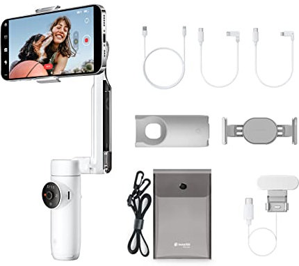 Insta360 Flow Creator Kit - AI Tracking Smartphone Stabilizer, Phone Gimbal, 3-Axis Stabilization, Built-In Selfie Stick & Tripod, Portable & Foldable, Pro Lighting, YouTube TikTok Video, Summit White