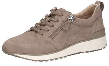 CAPRICE Damen Sneaker flach aus Leder mit Reißverschluss, Braun (Mud Suede), 41 EU