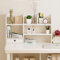 CONKAWACA Cute Bookshelves 2-Shelf Contemporary Desk Organizer with Drawer Office Desk Organizers and Accessories Storage Home Decor Display (White)