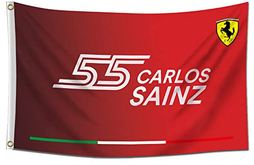 Carlos Sainz 55 F1 Drapeau de Formule 1 pour décoration extérieure et intérieure 0,9 x 1,5 m