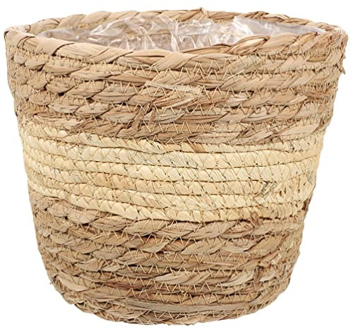 YARNOW Panier De Fleurs Pots De Fleurs Décoratifs Pot De Fleurs en Paille Paniers à Linge Panier De Rangement Tissé Pot De Fleurs en Jonc De Mer Cache-Pot Rotin Grand Pot De Fleurs Gazon