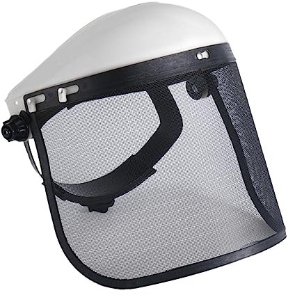 Sharplace Protection contre la tronçonneuse avec visière en maille métallique Bonne ventilation Bandeau réglable durable Léger pour les travaux en extérieur, Blanche