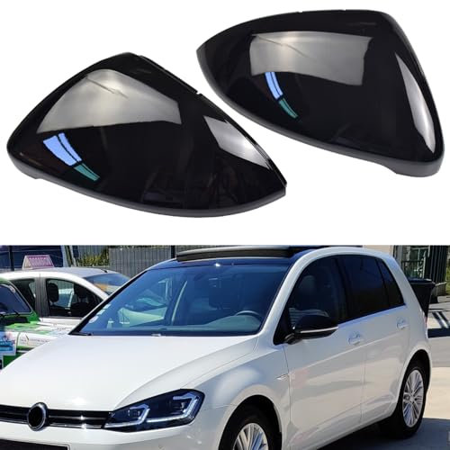 Kakulkomen 1 Paia Rückspiegel Abdeckung links und rechts für V-W Golf MK7 7.5 GTI 7 Golf 7 R(Glanz Schwarz)