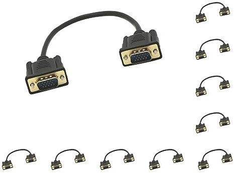 10 set of 15Pin VGA Short Video Cable Extension Cord Male to Male for Monitor 30 cm