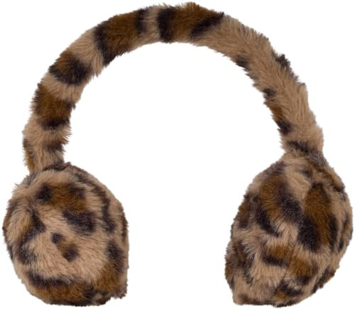 styleBREAKER Damen Ohrenwärmer mit Leoparden Muster, warme kuschlig weiche Winter Ohrenschützer, Kunstfell Earmuffs 04026065, Farbe:Braun
