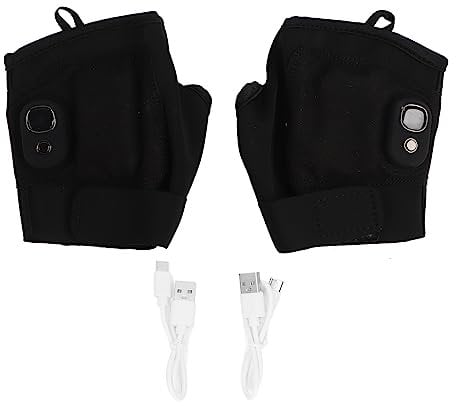 Heated Fingerless Gloves, Pair USB Rechargeable Fingerless Heating Gloves Fiber Waterproof Heated Mittens Hand Warmer for Winter