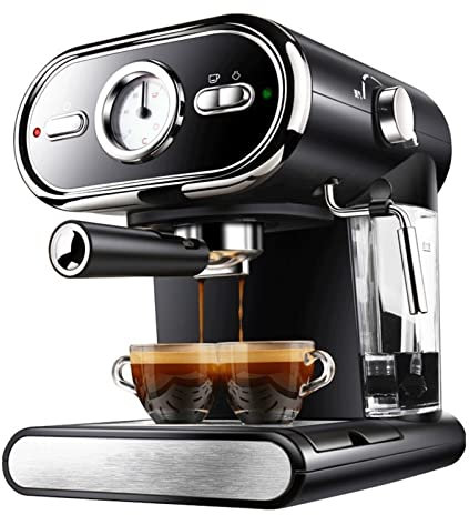 TEmkin Caffettiera Caffettiera Macchina per il caffè Tazze per caffè espresso Visualizzazione semiautomatica domestica Schiuma di latte Doppio controllo della temperatura (Color : Black, Size : US)