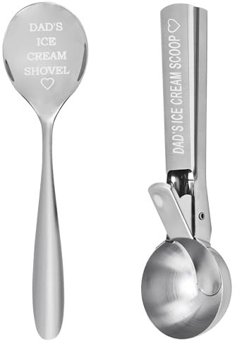 Gifts for Dad Fathers Gifts for Men Dads Ice Cream Shovel Spoon Set Engraved Stainless Steel Spoon Shovel Dad's Ice Cream Gifts from Daughter Son for Dads Birthday Christmas Thanksgiving