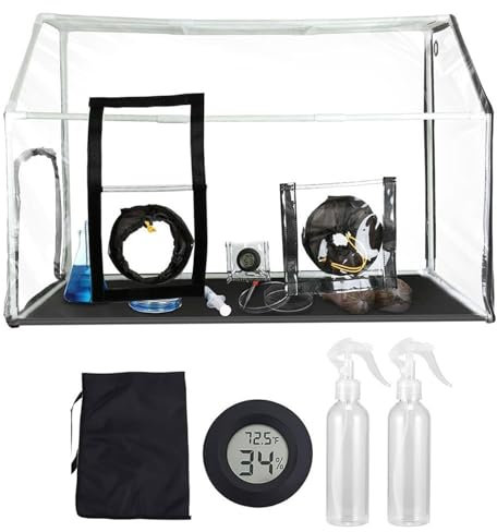 Kit de monotub de Hongos, Caja de Aire quieto, micología de Hongos, Tienda de campaña portátil for Cultivo de Hongos, Caja de Cultivo, Kit de monotub de Hongos con 2 pulverizadores y termómetro