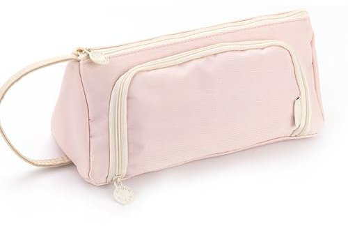 OdiuK Federmäppchen Groß Mädchen Mäppchen, 2 Fach Federtasche mit Griff Unisex Pencil Case Teenager Schulbedarf, Etui Stifte für Middle High School College Büro (Rosa)