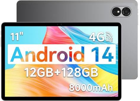 Tableta ALLDOCUBE Android 14 de 11 y 8000 mAh, Widevine L1 NFE, 12 GB (4+8 virtuales) + 64 GB + 512 GB TF, iPlay60 Litet, 13MP/5MP, SIM dual 4GLTE, CPU T606 de 8 núcleos WiFi dual GPS BT5.0, 1280×800