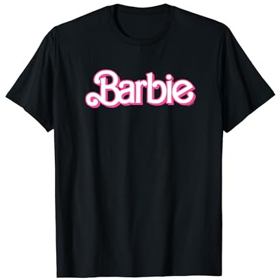 Barbie - Logo Retro Rosa e Bianco Maglietta