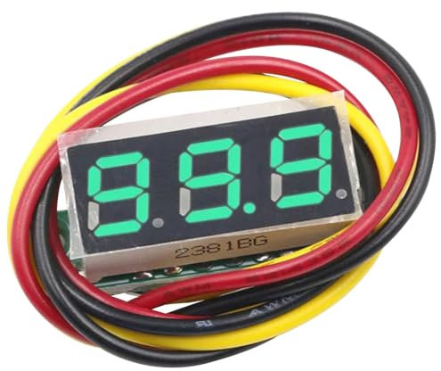 CRGANGZY 3 Wires LED Voltmeter 0-100V 0.28 Inch Digital Voltage Tester LED Screen Mini DC Voltmeter Red/Blue/Yellow/Green Accurate Pressure Measurement Reverse Polarity Protection (Green)