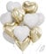 Herzluftballons Weiß Gold, 18 Zoll Herz Folienballon Gold Weiß, Herzballons Hell Gold Weiß, Herz Luftballons Hochzeit Helium Set, Ballons mit Herzform für Geburtstag,Valentinstag, Hochzeitsfeier