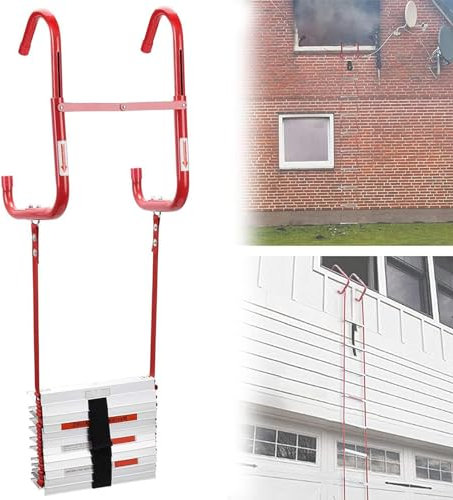 Fire Ladder Compact External Ladder Fire Escape Ladder for Adults and Kids Extension Rope Ladder for Windows and Balcony,10M/32FT