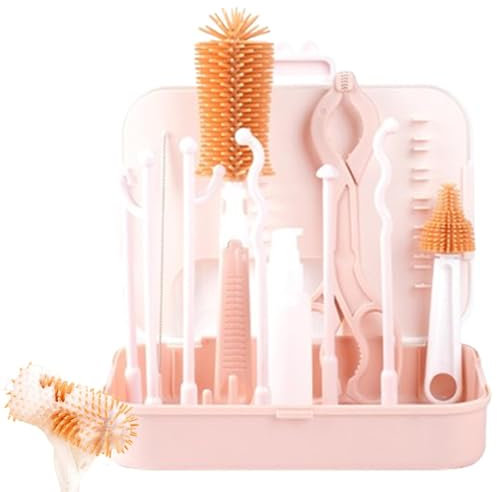 Kit de lavadora de biberones, juego de limpieza para botellas de viaje, juego de limpieza de botellas de ahorro de espacio, kit de limpieza de biberones de viaje, limpiador de biberones al aire libre