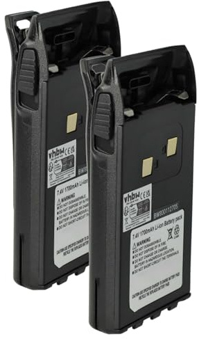 vhbw 2X Akku kompatibel mit Team TeCom DualBand Funkgerät | Walkie Talkie (1700 mAh, 7,4 V, Li-Ion) + Gürtelclip