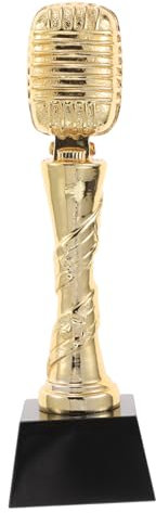 BRIGHTFUFU Microphone Fake Trophy for Singing Contests Resin Award Glitter for Boys and Girls Music Events