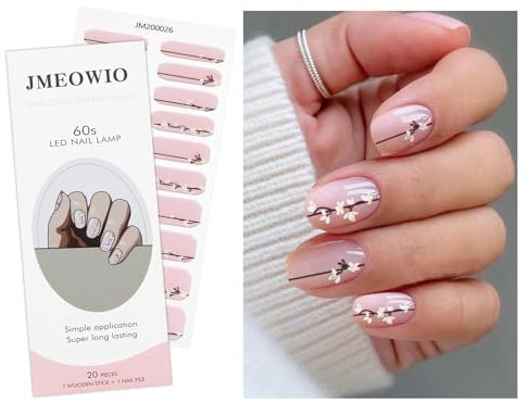 JMEOWIO Unghie Gel Adesive UV Fiori Bianco Smalto Adesivo per Unghie Gel Nail Stickers Decorazioni Unghie Nail Art Disegni